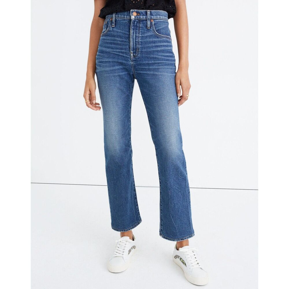 Madewell Slim Demi Boot Jeans Sundale Wash High Rise Crop Stretch Denim 25